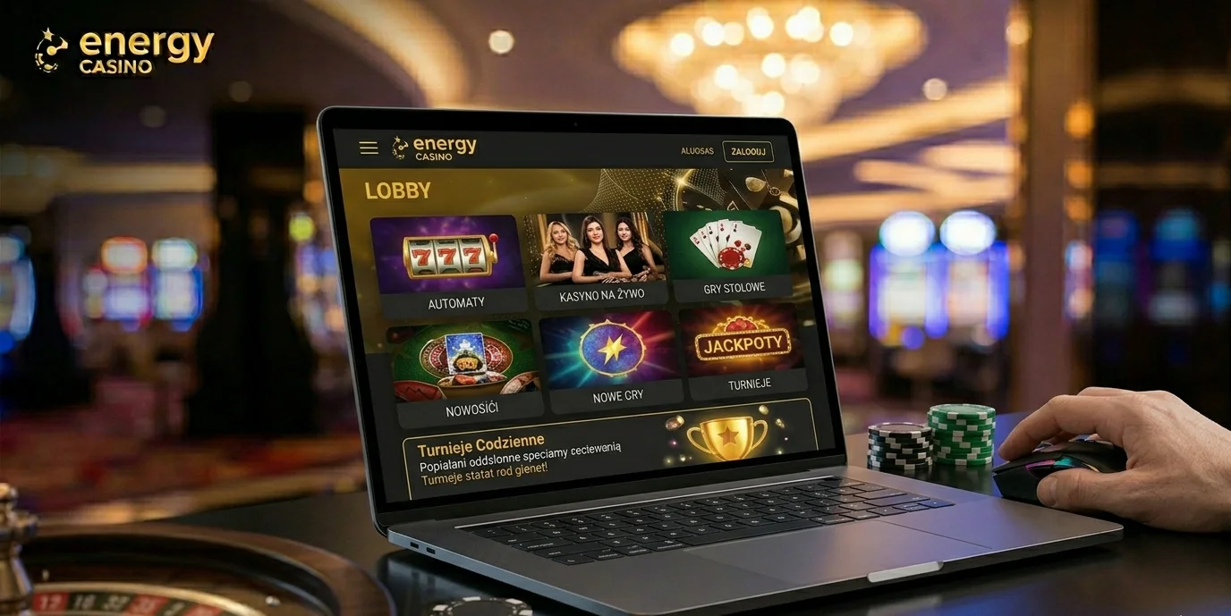 Lobby gier w Energy Casino na komputerze — kategorie gier