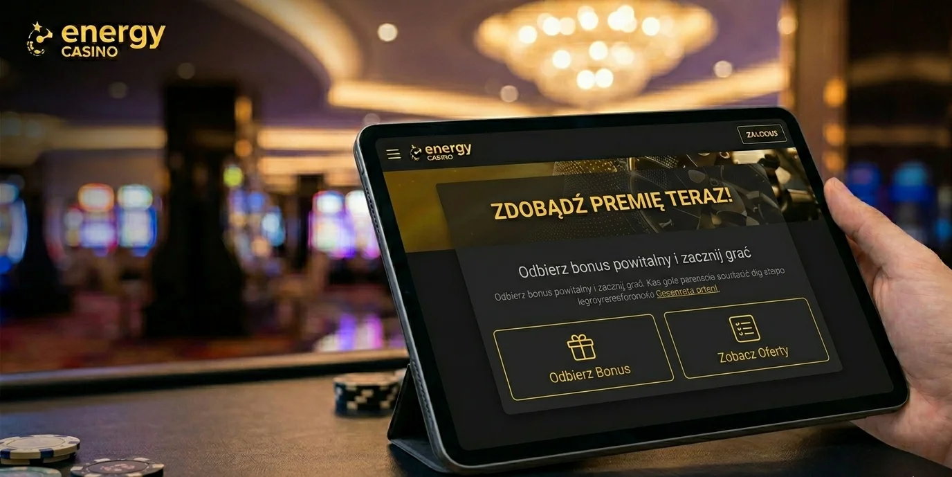 Odbieranie bonusu powitalnego Energy Casino na tablecie
